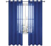 MENGXUAN Rideau Voilage Fenetre 240 x 240 cm Translucide Anti UV Decoration Translucide Décoration de Maison pour Salon Chambre Salle à Manger Baie Vitrée, Bleu Foncé