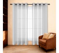 MENGXUAN Rideaux Voilages à Oeillets 200 x 300 cm Transparen Lumineux Transparent Rideau Voile Lumière Filtrer Souple pour Chambre de Fille Enfant Cuisine Balcon Placard, Gris Clair