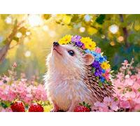 mengzhiyi Broderie Point de Croix Kit Complet Joli Petit Hérisson 11CT, Kit de Point de Croix, Pré-imprimé et Estampillé, avec Fils, pour les Débutants - Set de Loisirs Créatifs, 40×50 cm