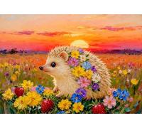 mengzhiyi Kit de Broderie au Point de Croix Estampillé Joli Petit Hérisson 11CT, Kit de Démarrage de Broderie au Point de Croix avec Canevas Pré-imprimé et Motifs Faciles, 40×50 cm