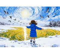 mengzhiyi Kit de Broderie au Point de Croix Estampillé Jolie Fille 11CT, Kit de Démarrage de Broderie au Point de Croix avec Canevas Pré-imprimé et Motifs Faciles, 40×50 cm