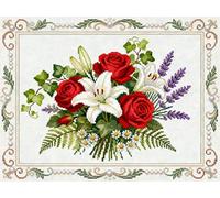 mengzhiyi Kit de Broderie au Point de Croix Estampillé Lys et Rose 11CT, Kit de Démarrage de Broderie au Point de Croix avec Canevas Pré-imprimé et Motifs Faciles, 40×50 cm