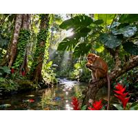 mengzhiyi Kit de Broderie au Point de Croix Estampillé Singe de la jungle 11CT, Kit de Démarrage de Broderie au Point de Croix avec Canevas Pré-imprimé et Motifs Faciles, 40×50 cm