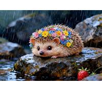 mengzhiyi Kits de Point de Croix Estampé Bricolage Joli Petit Hérisson 11CT, Gamme Complète de Kits de Démarrage de Broderie Pré-imprimés pour les Débutants, 40×50 cm