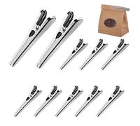 Menibeuty 10PCS Pince Sachet Alimentaire 8cm et 11.5cm, Pince Fermeture Sachet Alimentaire pour Conserver Aliments Pour Bureau Home Acier Inoxydable Pinces Alimentaires, Pinces Crocodile