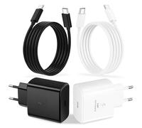 Menibeuty 2 Pack 45W USB C Chargeur Rapide 2M Type C Câble pour Galaxy Galaxy S25/S24/S23/S23+/S23 Ultra/S22/S21/S20/Note20/A73/A53/S10, Cargador Samsung Carga Rapida (Un Noir et Un Blanc