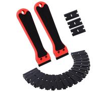 Menibeuty 2 PCS Spatule Plastique avec 100 raclettes, Polyvalent Grattoir Plastique Long Manche Grattoirs, Grattoir Plaque Vitrocéramique pour Enlever Étiquettes Peintureautocollants