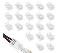 Menibeuty 20 Pièces Connecteur de Bande à LED Strip 4 broches 10 mm, LED RGB 5050 Light Adaptateur, Connecteurs Gapless, Clair Connecteurs D'éclairage Connecteur Ruban