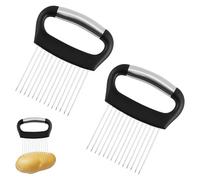 Menibeuty 2Pcs Support À Tranches D'Oignon En Acier Inoxydable Améliorée, 14 Aiguille Pour Coupe Legume Cube, Coupe Oignon Manuel, Coupes-Légumes Pour Pommes De Terre, Viande, Oignons, Légumes