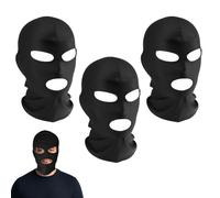 Menibeuty 3 Pièces Masqu Cagoule Fine à 3 Trous, Masque de Moto Les Cagoules de Visage Comple Masque de Ski pour Hommes et Femmes, Cagoule Balaclava pour Moto Vélo Chasse Cyclisme Ski (Noir)