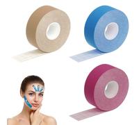 Menibeuty 3 Rouleaux Bande Kinésiologie Genou 2.5cm/5M, Strap Sport, Tape Kinesiologie, Kinesio Tape étanche & élastique pour Le Sport, Kinesio Tape, Bande Strapping Adhésif(Peau, Bleu, Rose)