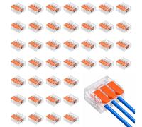 Menibeuty 40 Pièces Connecteur Electrique 3 Entrées, 4 mm² Borne de Connexion Electrique Compact Rapide, Installation Facile et Sécurisée Domino Electrique Reutilisable Transparent Modèle