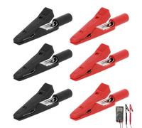 Menibeuty 6Pcs Pince Batterie, Pince Crocodile Batterie, Pinces Crocodiles Pour Travaux Électriques, Laiton Placage En Nickel Avec Manchons Isolants En Pvc Recouverts