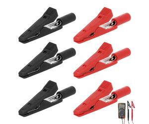 Menibeuty 6Pcs Pince Batterie, Pince Crocodile Batterie, Pinces Crocodiles Pour Travaux Électriques, Laiton Placage En Nickel Avec Manchons Isolants En Pvc Recouverts