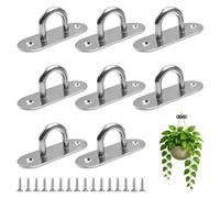 Menibeuty 8 Pièces Pontet Inox, Plaque Oeillet M5 pour Suspension Lourde Plaque D'Œillet Acier Inoxydable, Crochet Plafond Charge en U pour Auvent Cordes et Filets Décoratifs (Blanc)