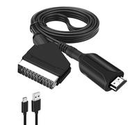 Menibeuty Câble péritel vers HDMI, convertisseur tout-en-un, adaptateur péritel vers HDMI, convertisseur avec câble d'entrée péritel et port de sortie HDMI, compatible avec HDTV STB VHS X6ox PS3 Sky