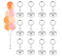 Menibeuty Lot de 12 poids pour ballons à l'hélium, crochet magnétique extra-résistant de 1 cm, poids réutilisables pour bouteilles d'hélium, parfaits pour les mariages et les anniversaires.