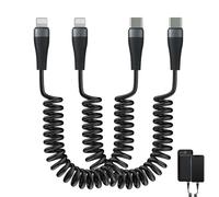 Menibeuty Lot de 2 câbles USB C vers Lighting en spirale Pour 1Phone 14, 13, 12, 11 Pro Max, Plus, X, XS, 8, 7, 6 Plus