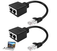 Menibeuty Lot de 2 répartiteurs RJ45 LAN Ethernet Extender LAN Répartiteur 1 vers 2 Ethernet Répartiteur pour Ethernet Cat5 Cat5e Cat6 Cat7 Compatible avec Routeur TV Box PC Ordinateur Portable PS5