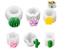 Menibeuty Moule Silicone Fleur, 6pcs Succulente Moule Moules À Fleurs En Silicones Bougie Moules Silicone Bougie Pour La Fabrication De Bougies Parfumées Faites À La Main, Savons, Chocolat, Plâtre