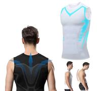 Menionic Tourmaline Vest, 2024 New Menionic Tourmaline Posture Corrector Vest, Ionic Shaping Vest Men (White,Large)