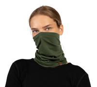 menique Cache-cou long 100 % laine mérinos - Une couche respirante - Cache-cou multifonction - Unisexe - Unisexe - Couverture douce du visage avec protection UV et froid, vert foncé, Taille unique