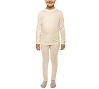 menique Ensemble de sous-vêtements thermiques pour enfants en laine mérinos unisexe à manches longues et leggings, naturel, 2-3 ans