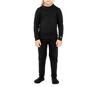 menique Ensemble de sous-vêtements thermiques pour enfants en laine mérinos unisexe à manches longues et leggings, Noir , 4-5 ans