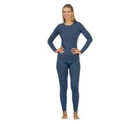 menique Ensemble thermique en laine mérinos pour femme - T-shirt à manches longues et leggings - Sous-vêtement thermique pour femme pour le ski, le yoga, la randonnée, denim, L