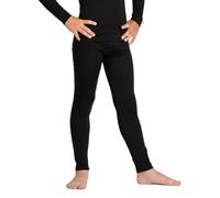 menique Leggings pour enfants filles et garçons en mérinos bio 160 g/m², Noir , 158/164 cm