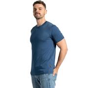 menique T-shirt à manches courtes 100 % mérinos pour homme, haut thermique léger, couche de base, haut respirant évacuant l'humidité, col rond, pour les voyages en plein air et la randonnée, denim, S