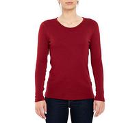 Menique T-shirt à manches longues respirant pour femme en laine mérinos bio 250 g/m² - Rouge - Small