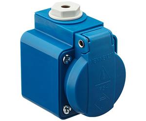 Mennekes 10082 Schuko prise murale, 3 Plug-in terminal, protection IP 44, 2P + E Pole, courant de 16 A, 230 V, Bleu