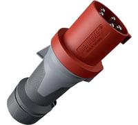 Mennekes 13112 Top Xtra de prise d'alimentation avec zone de caoutchouc, protection IP 44, 6 heures Terre position, 5 pôles, 63 A courant, 400 V, Rouge