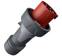 mennekes 13212 Plug Power top Xtra avec surface en caoutchouc, protection IP 67, 6 heures Terre Position, 5 pôles, 63 A Courant, 400 V, rouge