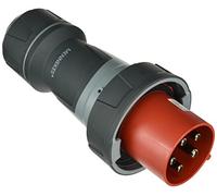 mennekes 13225 Plug Power top Xtra avec surface en caoutchouc, protection IP 67, 6 heures Terre Position, 5 pôles, 125 A Courant, 400 V, rouge