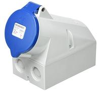 Mennekes 1556 prise murale de fixation Interne, protection IP 44, 1 Haut et 2 Bas entrée, 5 pôles, courant de 32 A, 230 V, Bleu