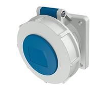 mennekes 218 Douille à un panneau monté, protection IP 67, 6 heures Terre Position, 3 pôles, courant 16 A, 230 V, bleu