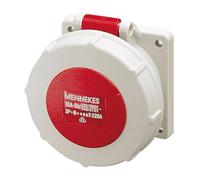 mennekes 228 A droit monté sur panneau Socket, protection IP 67, 6 heures Terre Position, 5 pôles, courant 16 A, 400 V, rouge