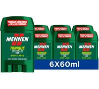 Mennen - Tonique Déodorant Homme 24h - Stick Large - Sans Alcool - Anti-Traces - 60ml - Lot De 6[Z839]