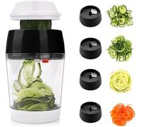 MENNYO Coupe Légumes Spirale avec Boîte, 4 en 1 Spiraliseur de Légumes Spiralizer Legume Spaghetti Mandoline Cuisine, Trancheuse Pour Courgettes, Carottes,Tagliatelles de Légumes, Concombres (Noir)