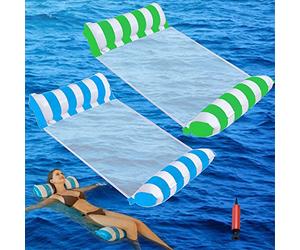 MENOLA Amaca lit Pliant Gonflable Plage Chaise pour Adultes Piscine d'été Mer (Bleu Clair, Vert Clair)