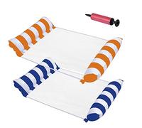 MENOLA Amaca lit Pliant Gonflable Plage Chaise pour Adultes Piscine d'été Mer (Bleu foncé, Orange)