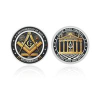 MENOOK Franc-maçonnerie européenne et américaine Pièce commémorative Or/Argent Collection d’insignes en Relief - Argent