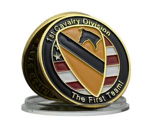 MENOOK Pièce commémorative de la 1ère Division de cavalerie de l’armée américaine 1ère pièce de défi d’équipe Cadeau de Collection Militaire - Or