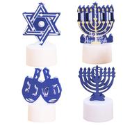 Menorah 4PCS DÉCORATIONS DE Hanukkah, 4 Styles LED Hanoukkahah Menorah, Candlers de Lampes de la chanouche à Piles pour Le Salon de la Chambre à la Maison juive