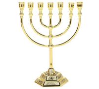 Menorah de Hanoukka, 7 Branches avec 12 tribus d'Israël, bougeoir juif en Alliage de Zinc avec Base Stable pour la Maison, Le Bureau, Le Salon, la décoration Bureau, décorations Hanoukka doré