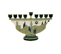 Menorah de Hanukkah Vintage en Métal à 9 Branches, Ornement Juif Israélien