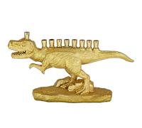 Menorah dinosaure dor e Zion Judaica en polyr sine 3D avec coupelles en laiton. Bougie dinosaure fonctionnelle pour enfants. Convient aux bougies