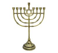 Menorah Hanouka Bronze - Convient À Toutes Les Bougies Hanouka Standard - 23 cm de Haut Hanukkah Menorah - Étoile de David Menorah Hanouka 9 Branches